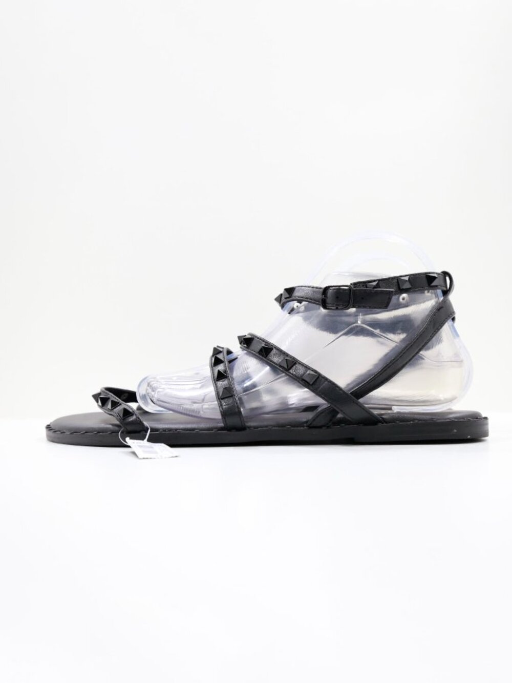 Torrid Black Faux-Leather Studded Flat Gladiator Sandals - 13 WW NWOB